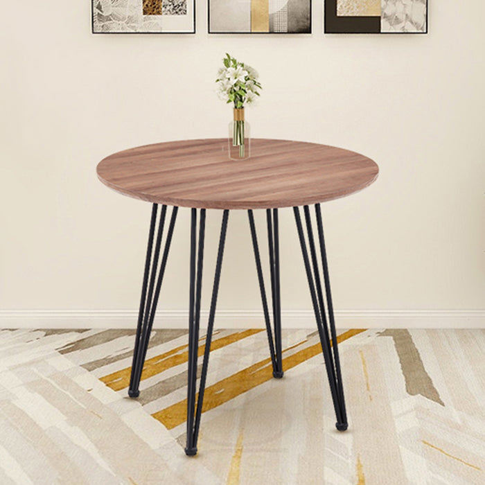 GOLDFAN Round Dining Table Small Kitchen Table Wooden Table with Black Powder Coated Legs for Dining Room Space Saving,80cm (Table Only).AWS-114 .UK