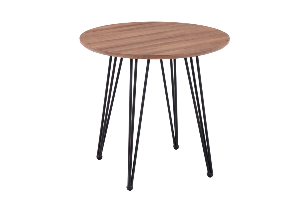 GOLDFAN Runder Esstisch, kleiner Küchentisch, Holztisch mit schwarz pulverbeschichteten Beinen für platzsparendes Esszimmer, 80 cm braun. AWS-114 .DE