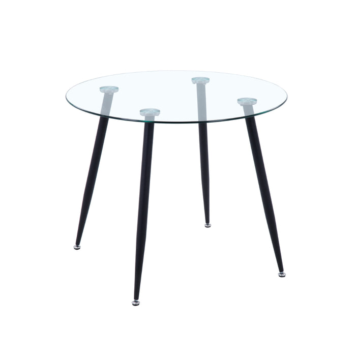 GOLDFAN Esstisch aus Glas, Küchentisch, Esszimmertisch aus Glas mit schwarz pulverbeschichteten Beinen, moderner runder Tisch für Wohnzimmer, Büro, Küche AWS-062-2 .DE