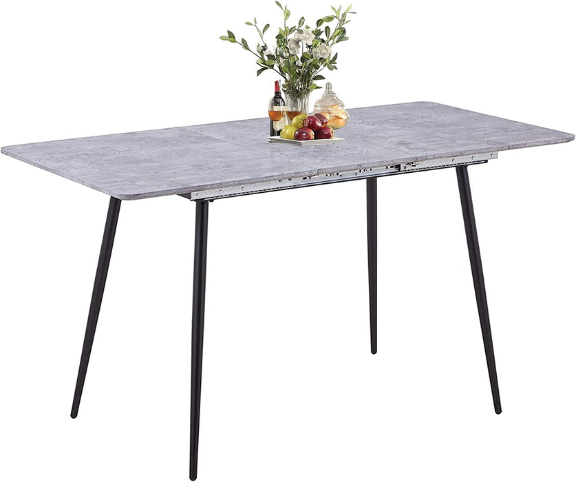 NIERN Extendable Dining Table with MDF Marble Top, Modern Rectangular Expandable Kitchen Table for Kitchen Dining Room (Deep grey) AWS-151-1.US