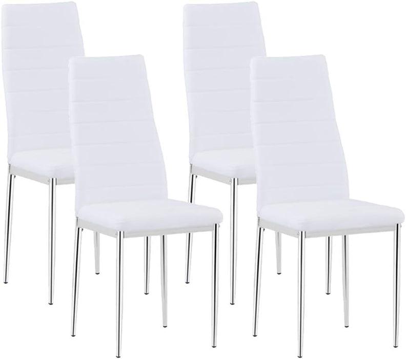 GOLDFAN Set von 4 Leder Esszimmerstühlen, moderne Küchenstühle, Bürostühle, Wohnzimmer Stühle, gepolsterter Stuhl mit Metallbeinen, Weiß. AWS-011-1-4. DE