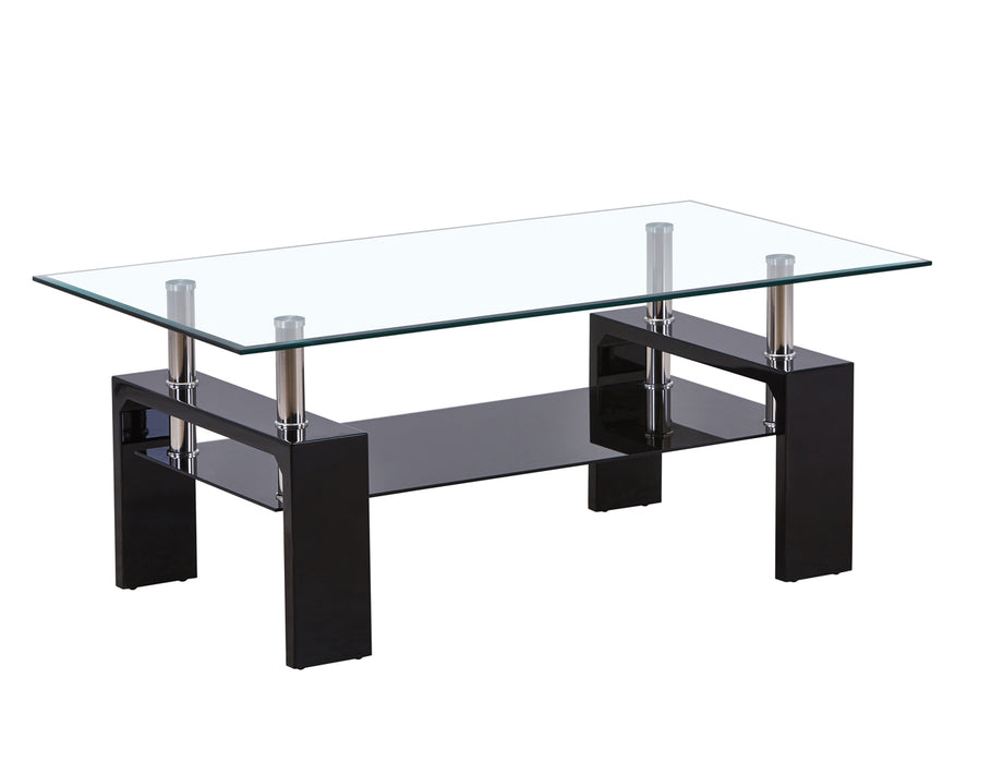 GOLDFAN Table Basse en Verre Noir Table de Salon Table de Canapé Moderne Rectangulaire Haute Brillance pour Salon de Bureau, AWS-020-1 .FR