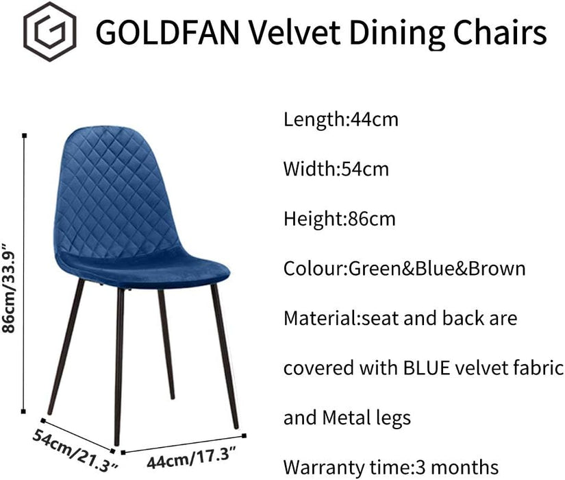 GOLDFAN 4er Set Esszimmerstuhl Samt Samtstuhl Moderner Eleganter Küchenstühle Wohnzimmer Stuhl mit Schwarze Stuhlbeine, blau AWS-024-4-4 .DE