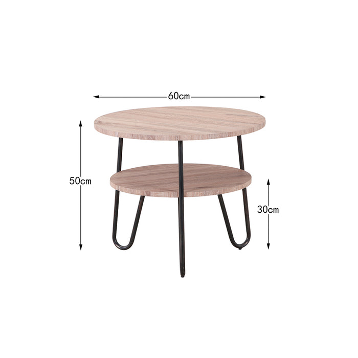 GOLDFAN Table Basse Ronde Petite Table à 2 étages Table d 'appoint Bois Bout de Canap de Salon 60x60x50cm,  AWS-142 .FR