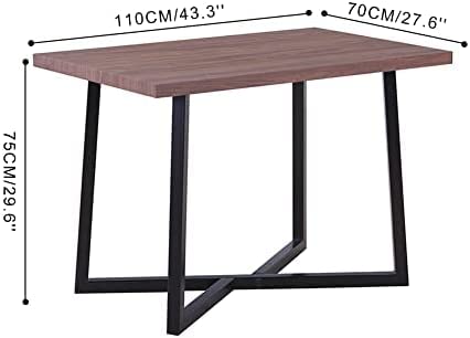 NIERN Wood Dining Table with Black Metal Legs,43" Industrial Rectangular Kitchen Table for Dining Room Kitchen,Wood.AWS-154-5.US