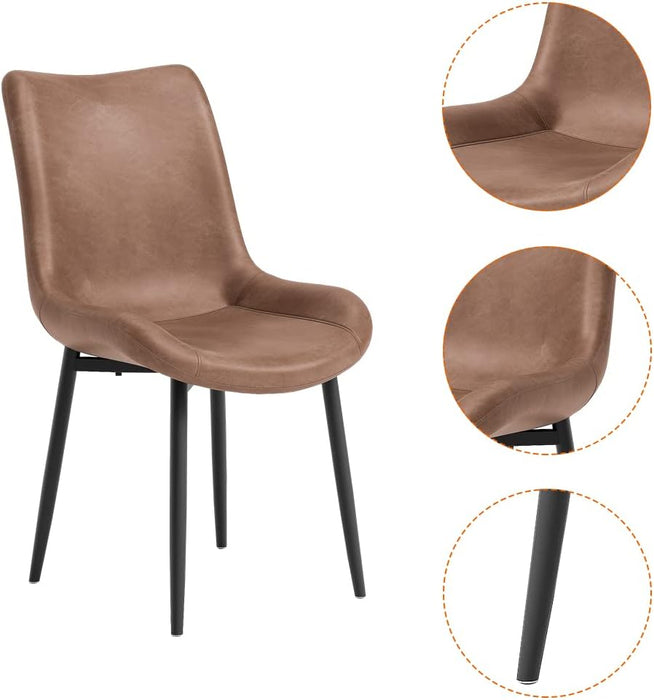 NIERN Dining Chairs Set of 2, PU Leather Kitchen Chair with Metal Legs for Dining Room Home Oiifce (Brown) AWS-166-2-2.US