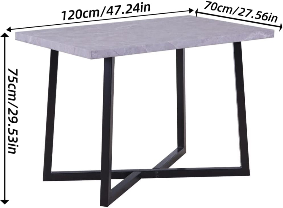 NIERN Wood Dining Table with Black Metal Legs,47" Industrial Rectangular Kitchen Table for Dining Room Kitchen,Light Grey.AWS-154-4.US