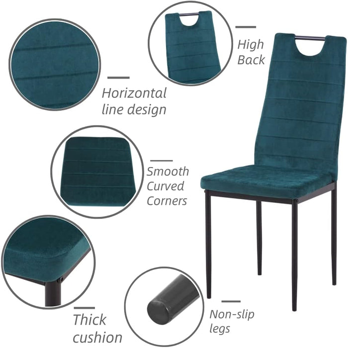 GOLDFAN Dining Chairs Set 4,Lounge Chairs Leisure Living Room Chairs,High-Back Upholstered Chair,Metal Legs Velvet Kitchen Chairs,Green,AWS-008-3-4.UK