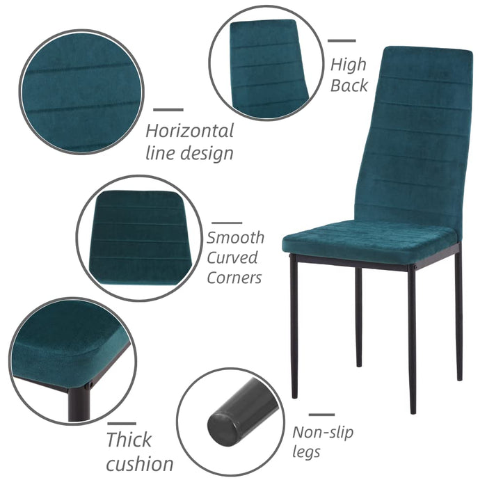 GOLDFAN Dining Chairs Set of 2,Lounge Chairs Leisure Living Room Chairs,High-Back Upholstered Chair,Metal Legs Velvet Kitchen Chairs,Green,AWS-009-2.UK