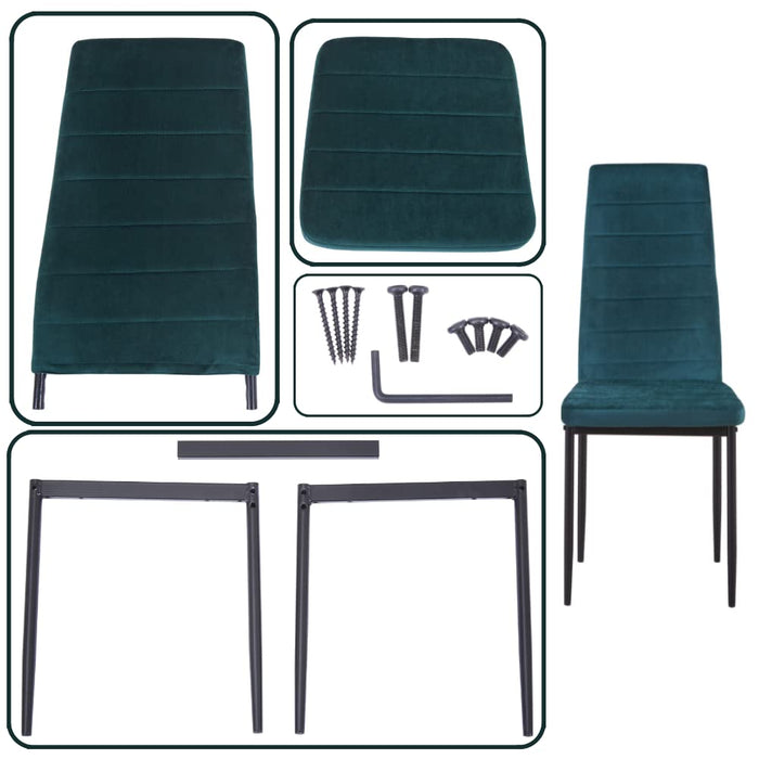 GOLDFAN Dining Chairs Set of 4,Lounge Chairs Leisure Living Room Chairs,High-Back Upholstered Chair,Metal Legs Velvet Kitchen Chairs,Green,AWS-009-4.UK