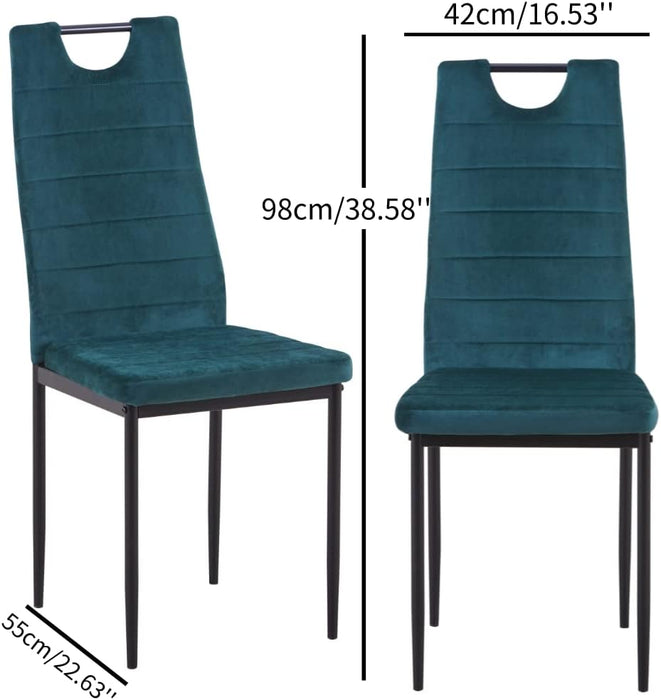 GOLDFAN Dining Chairs Set 4,Lounge Chairs Leisure Living Room Chairs,High-Back Upholstered Chair,Metal Legs Velvet Kitchen Chairs,Green,AWS-008-3-4.UK
