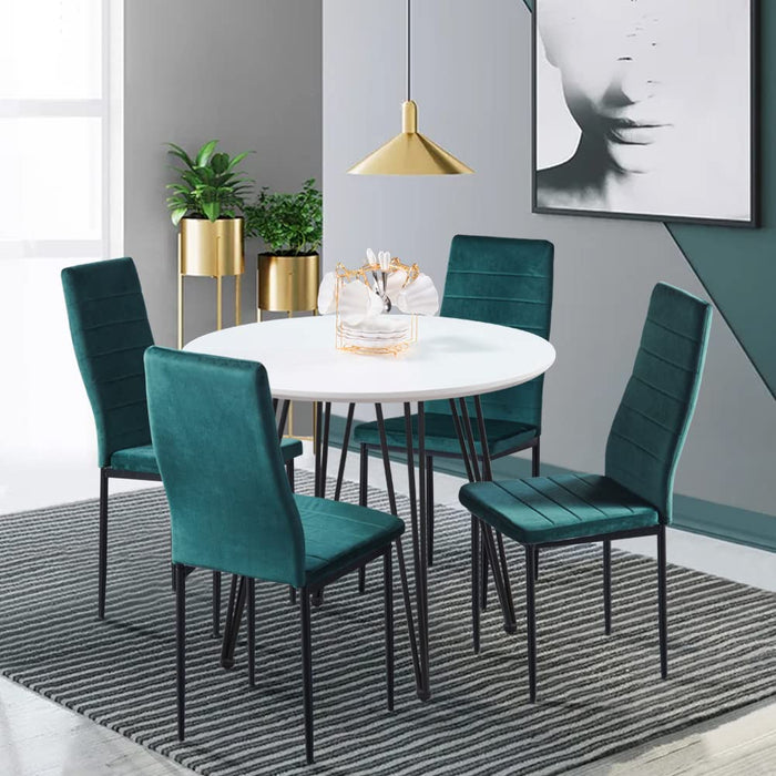 GOLDFAN Dining Chairs Set of 4,Lounge Chairs Leisure Living Room Chairs,High-Back Upholstered Chair,Metal Legs Velvet Kitchen Chairs,Green,AWS-009-4.UK