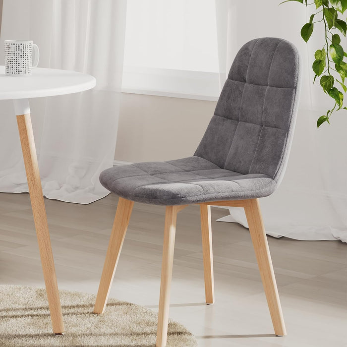 NIERN Grey Dining Chairs Set of 2, Velvet upholstered Kitchen Chairs Dining Room Chairs with Beech Wood Legs for Kitchen and Dining Room AWS-182-1-2.US