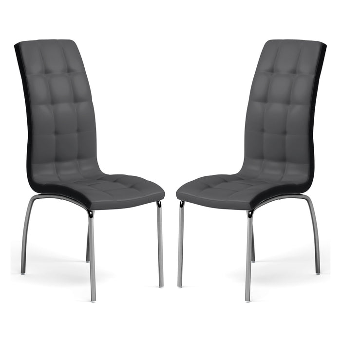 NIERN Grey Dining Chairs Set of 2, PU Leather Kitchen Chair with Chroming Legs Dining Table Chairs for Dining Room Home Oiifce (grey) AWS-189.US