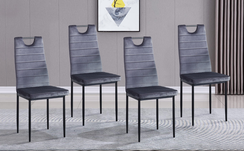 GOLDFAN Dining Chairs Set of 4 Lounge Kitchen Restaurant Chairs Leisure Living Room Chairs Metal Legs Velvet Chairs,Grey,AWS-008-1-4.UK