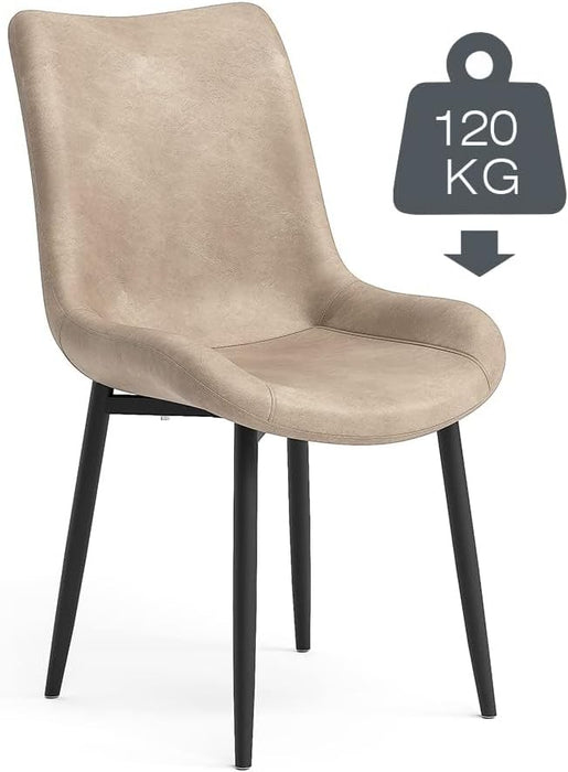 NIERN Dining Chairs Set of 2, PU Leather Kitchen Chair with Metal Legs for Dining Room Home Oiifce (Light Brown) AWS-166-1-2.US