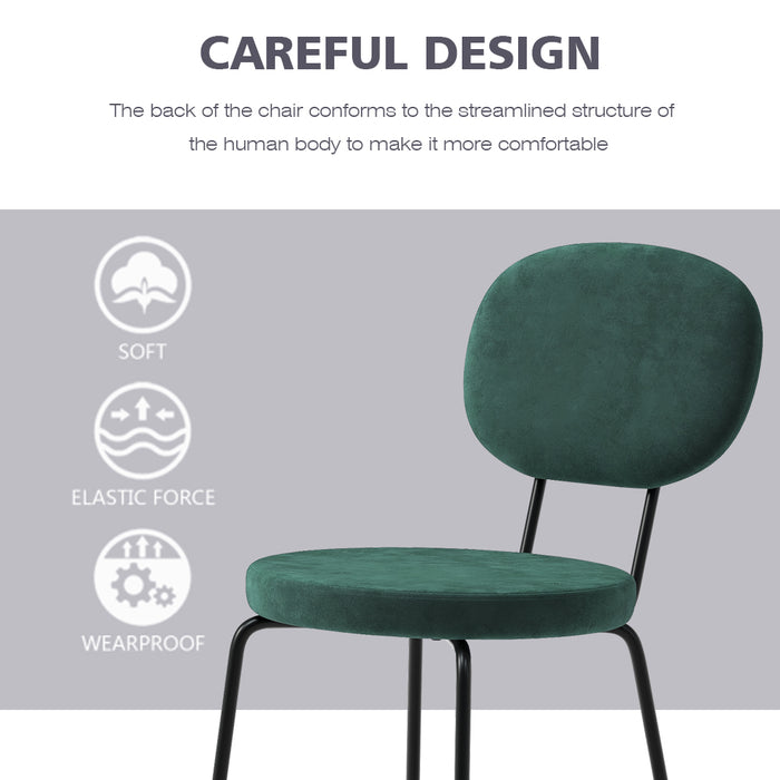 GOLDFAN Dining Chairs Set of 4,Morden Velvet Kitchen Chairs with Metal Legs,Lounge Upholstered Seat with Backrest for Dining Room,AWS-164-1-4,Green.UK