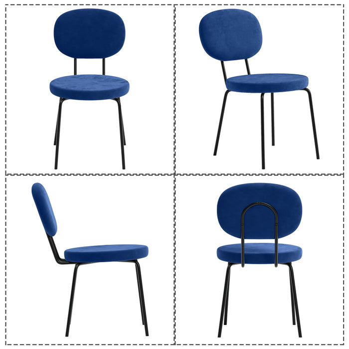 GOLDFAN Dining Chairs Set of 4,Morden Velvet Kitchen Chairs with Metal Legs,Lounge Upholstered Seat with Backrest for Dining Room,AWS-164-3-4,Blue .UK