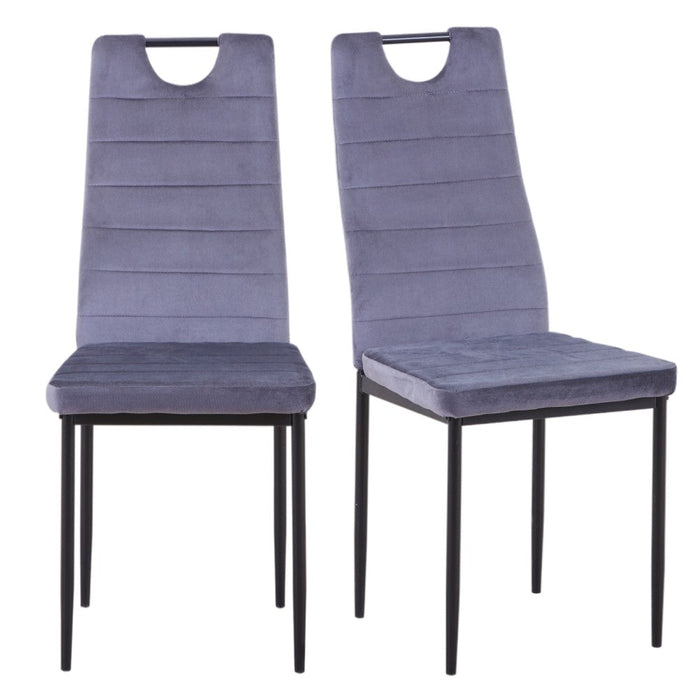GOLDFAN Dining Chairs Set of 2 Lounge Kitchen Restaurant Chairs Leisure Living Room Chairs Metal Legs Velvet Chairs,Grey,AWS-008-1-2.UK